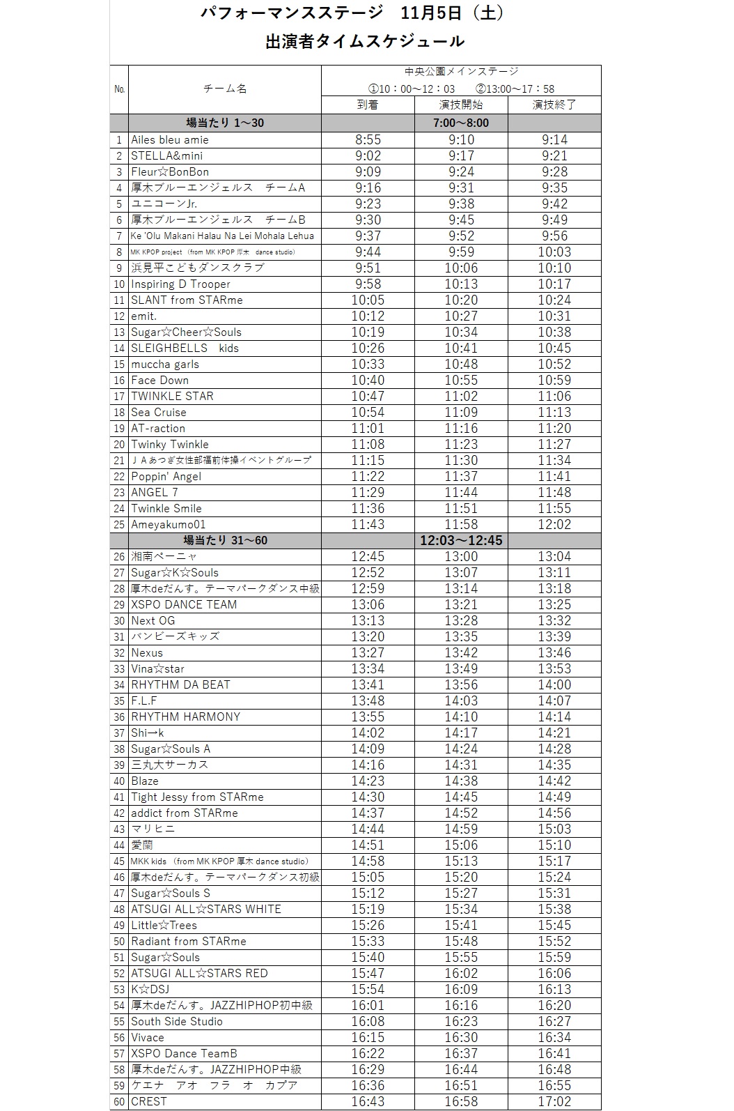 1105タイムスケジュール